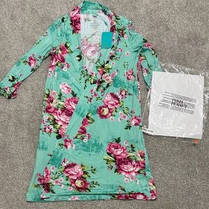 Posh Peanut Floral Robe in Teal and Pink-BNWT, small